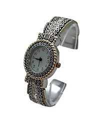 Olivia Pratt Two Tone New Elegant Textured Bangle Women Watch