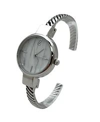 Olivia Pratt Silver Every Day Thin Marble Face Bangle Women Watch