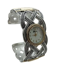 Olivia Pratt Braided Details Elegant Bangle Women Watch, Two Tone