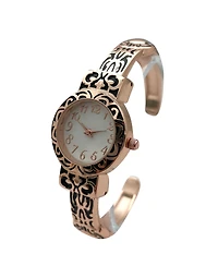 Olivia Pratt Metallic and Detailed Round Face Bangle Women Watch