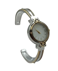 Olivia Pratt Elegant Heart Detailed Cuff Women Watch, Two Tone
