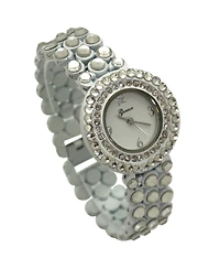 Olivia Pratt White Shiny Rhinestones Metallic Women Watch