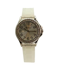 Olivia Pratt Clear Every Day Thin Band Silicone and Rhinestones Colorful Women Watch