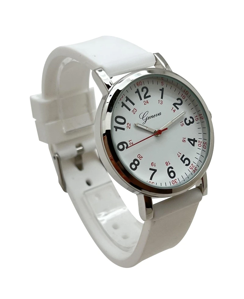 Olivia Pratt White Easy-Read Nurse Watch with Silicone Band Women Watch
