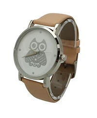 Olivia Pratt Cream Owl Leather Strap Watch