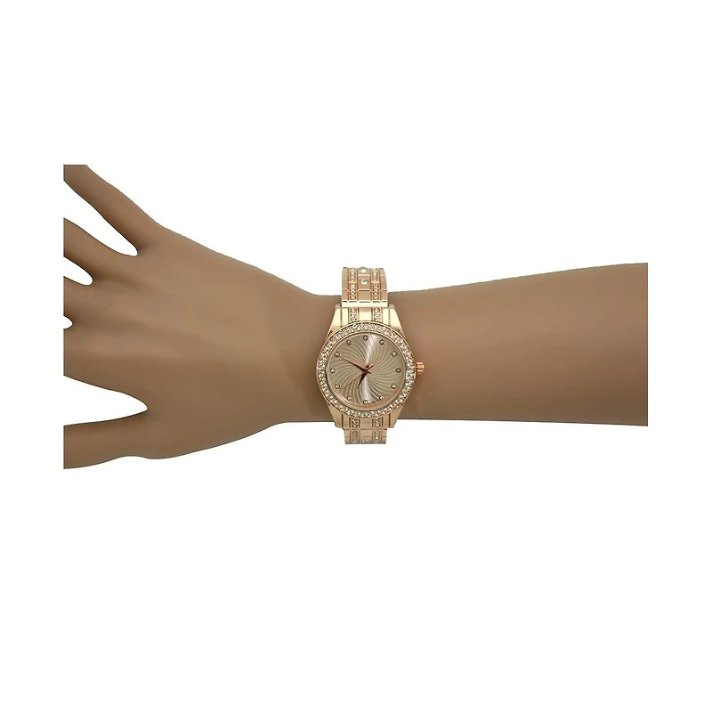 Olivia Pratt Rose Gold Rhinestone Shiny Bangle Watch