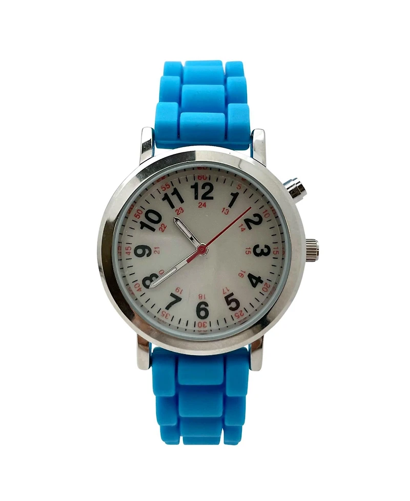 Olivia Pratt Turquoise Luminous Dial Easy Read Medical Professionals Silicone Band Women Watch