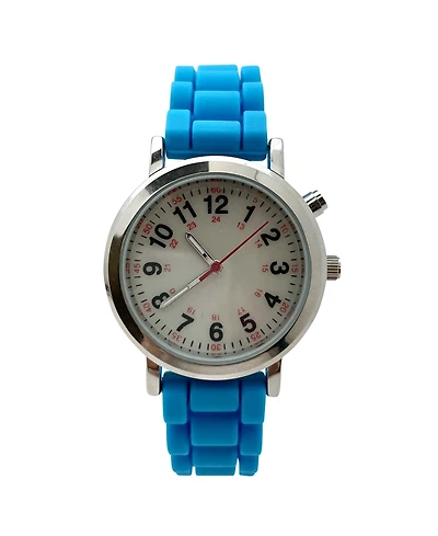 Olivia Pratt Turquoise Luminous Dial Easy Read Medical Professionals Silicone Band Women Watch