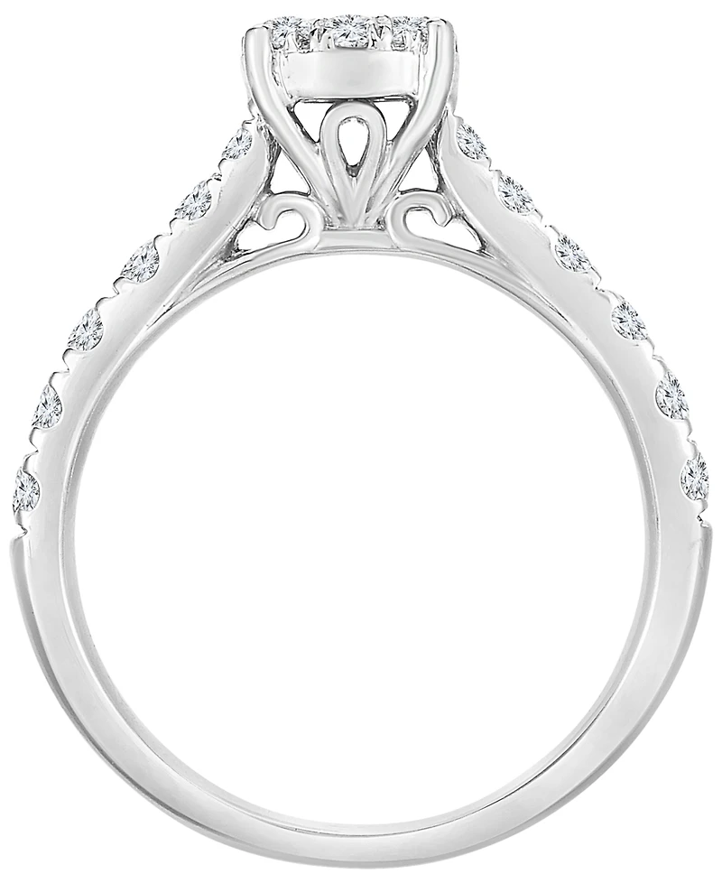 Macy's Solitaire Diamond Halo Plus Engagement Ring (1 ct. t.w.) in 14K White Gold