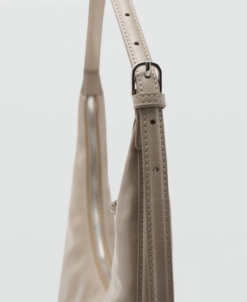 Mango Women's Pebbled Effect Medium Oval Bag