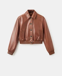 Mango Women's Leather Bomber Jacket