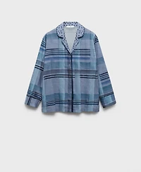 Mango Women's Piping Detail Printed Pajama Shirt