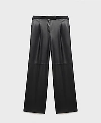 Mango Women's Leather-Effect Wide-Leg Pants