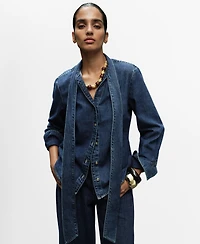 Mango Women's Bow Detail Denim Shirt