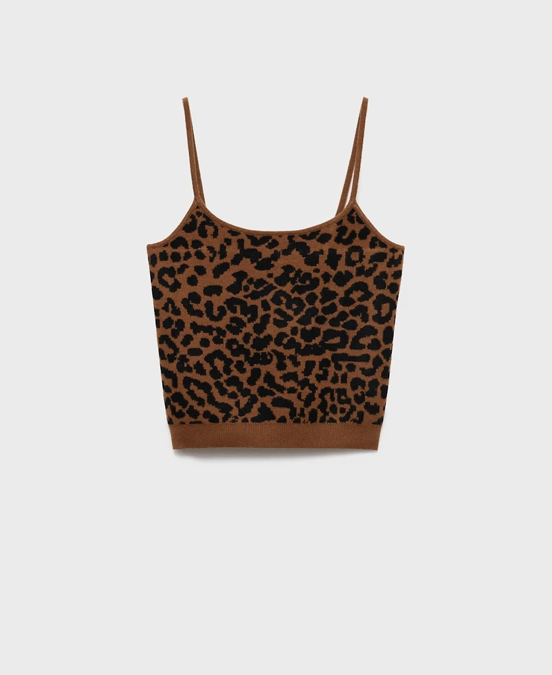 Mango Women's Leopard-Print Knitted Top