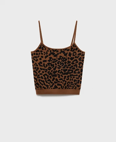 Mango Women's Leopard-Print Knitted Top