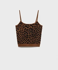 Mango Women's Leopard-Print Knitted Top