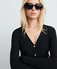 Mango Women's Fine Rib Knit Cardigan