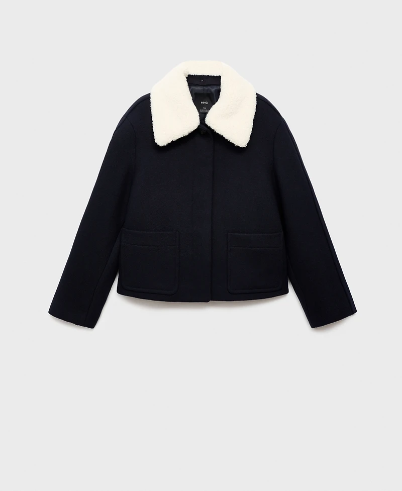Mango Women's Borg Collar Wool Blend Jacket