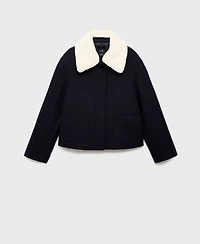 Mango Women's Borg Collar Wool Blend Jacket