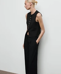 Mango Women's Pleated Wide Leg Pants