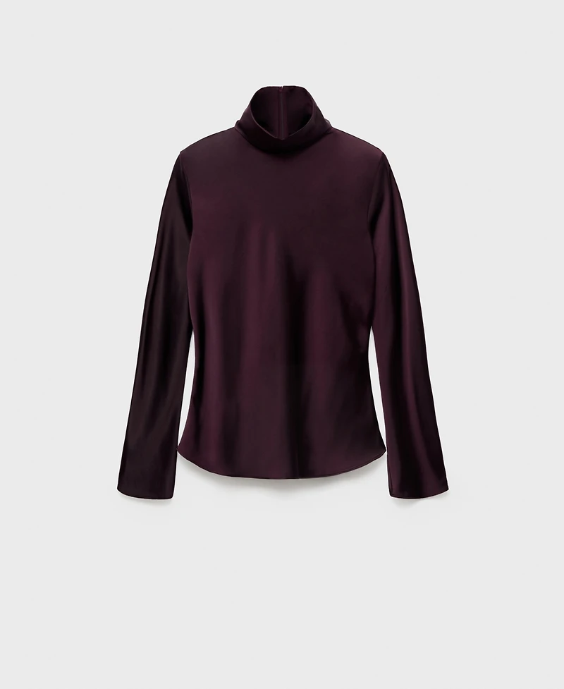 Mango Women's High Collar Satin Blouse