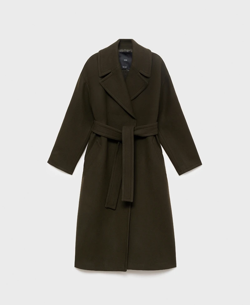Mango Women's Belted Virgin Wool Coat