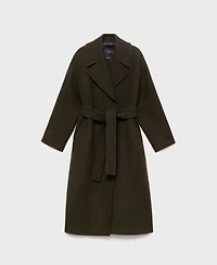 Mango Women's Belted Virgin Wool Coat