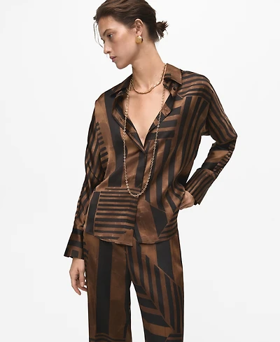 Mango Women's Striped Satin Blouse