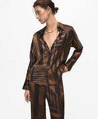 Mango Women's Striped Satin Blouse