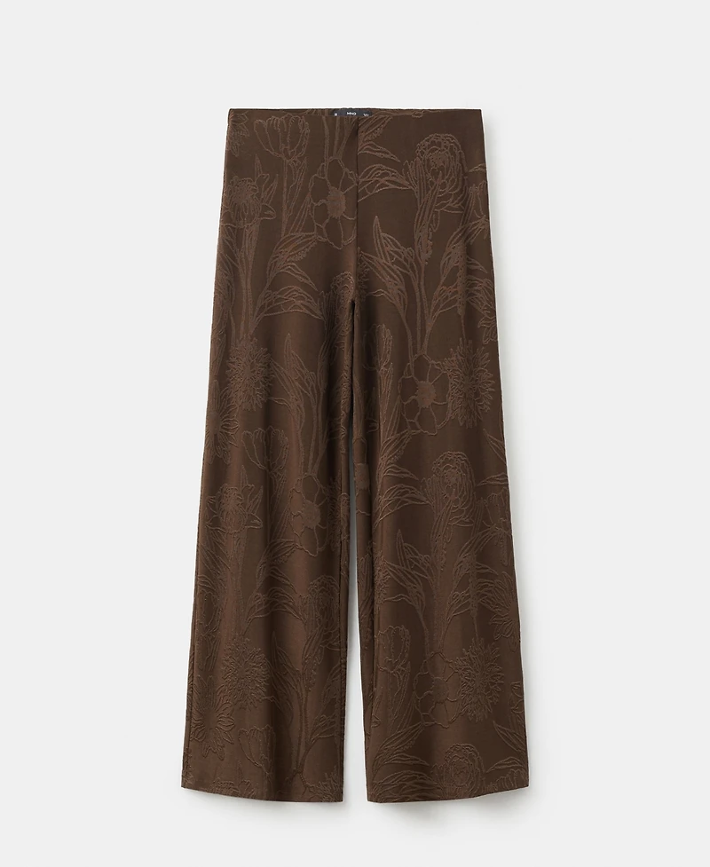 Mango Women's Jacquard Floral-Print Straight Pants