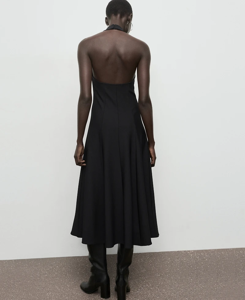 Mango Women's Halter-Neck Pleated Dress