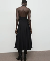 Mango Women's Halter-Neck Pleated Dress