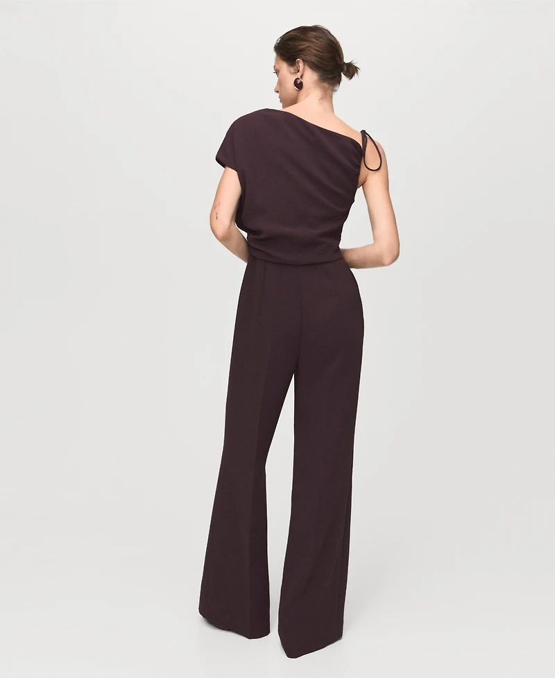 Mango Women's Asymmetrical Neck And Bow Jumpsuit