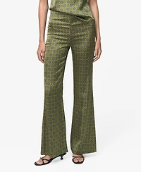 Mango Women's Geometric-Print Satin Pants