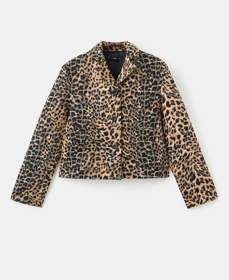 Mango Women's Leopard-Print Buttons Jacket