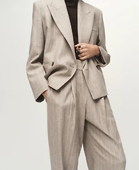 Mango Women's Pinstripe Wool Suit Pants
