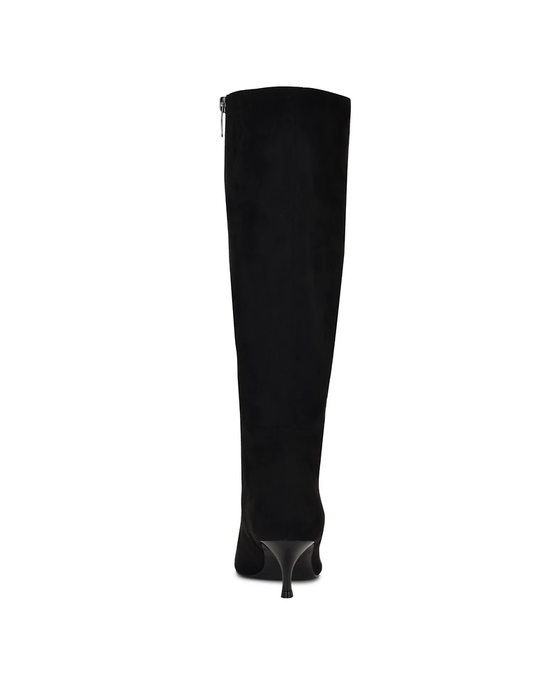 Nine West Women's Havier Wide Calf Kitten Heel Dress Boots