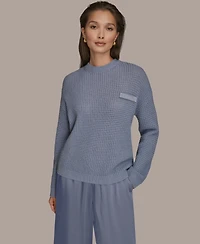 Donna Karan Weekend Women's Long Sleeve Waffle Stitch Sweater