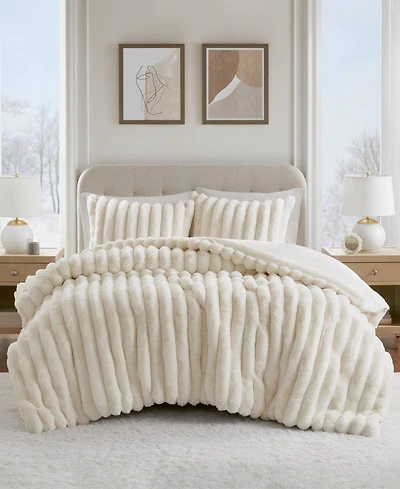 Madison Park Jasmine Faux Fur Reverse to Velvet 3-Pc. Comforter Set