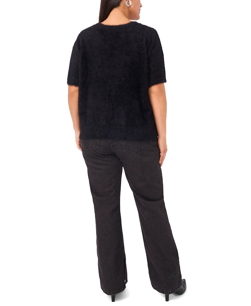 Vince Camuto Plus Short-Sleeve Crewneck Sweater