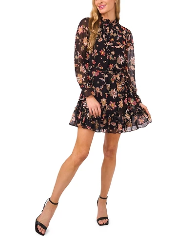 CeCe Women's Long Sleeve Tie Waist Mini Dress