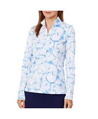 Sofibella Women's Long Sleeve Uv Feather Golf 1/4 Zip