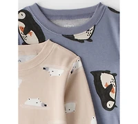 Carter's Baby Boys 4-Piece Penguin and Polar Bear Printed Top Pants Pajama Set