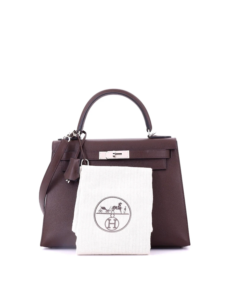 Pre-Owned HERMA‰S Kelly 28 Handbag Verso Epsom with Palladium Hardware