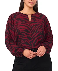 Vince Camuto Plus Printed Long Sleeve Top