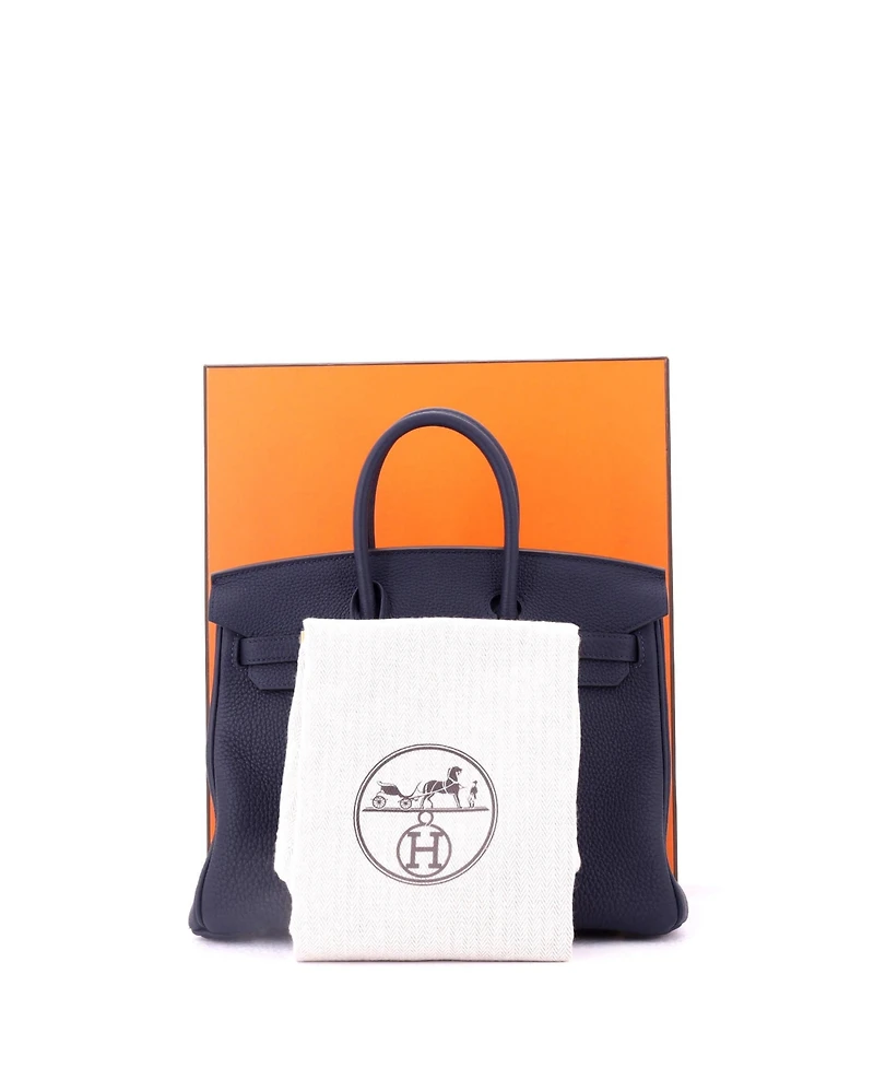 Pre-Owned HERMA‰S Birkin 25 Handbag Blue Togo with Gold Hardware