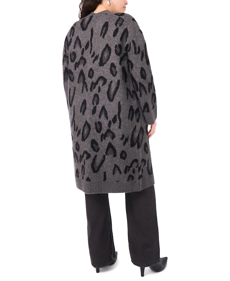 Vince Camuto Plus Animal Print Long Cardigan