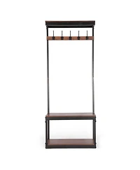 Streamdale Mango Wood Entryway Coat Rack Bench with Storage