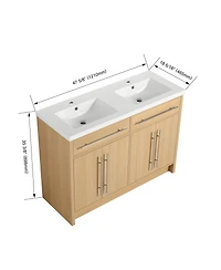 Streamdale 48" Oak Bathroom Vanity w/ Resin Sink & Soft-Close Doors (Kd)